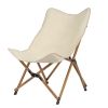 Folding Outdoor Camping Chair; Portable Stool for Fishing Picnic BBQ; Ultra Light Aluminum Frame with Wood Grain Accent; Khaki