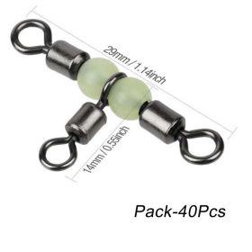 10/20/30/40pcs Cross Line Rolling Swivel With Pearl Luminous Beads; 3 Way Rigs Fishing Tackle Connector For Drifting Trolling (size: 40Pcs)