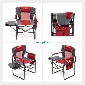 Camping Directors Chair, Heavy Duty,Oversized Portable Folding Chair with Side Table, Pocket for Beach, Fishing,Trip,Picnic,Lawn (Color: Red)