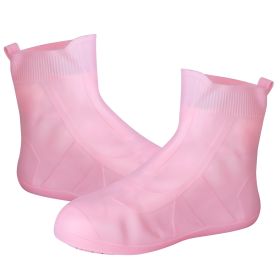 Waterproof Shoe Covers Reusable Not-Slip Rain Shoe Covers Protectors Foldable TPE Rubber Shoe Protectors For Men Women Kids (Color: Pink)